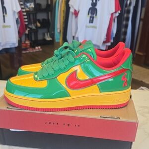 Nike Green and Yellow Sneakers with Red Accents